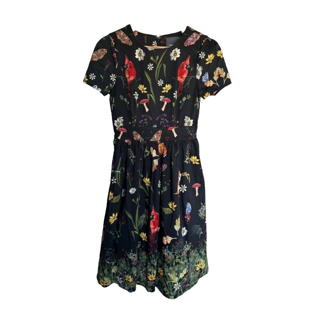 ModCloth Women's Small Garden Mini Whimsy Dress Mushoom Floral Fairy